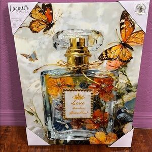 Floral Perfume Bottle Canvas Art
